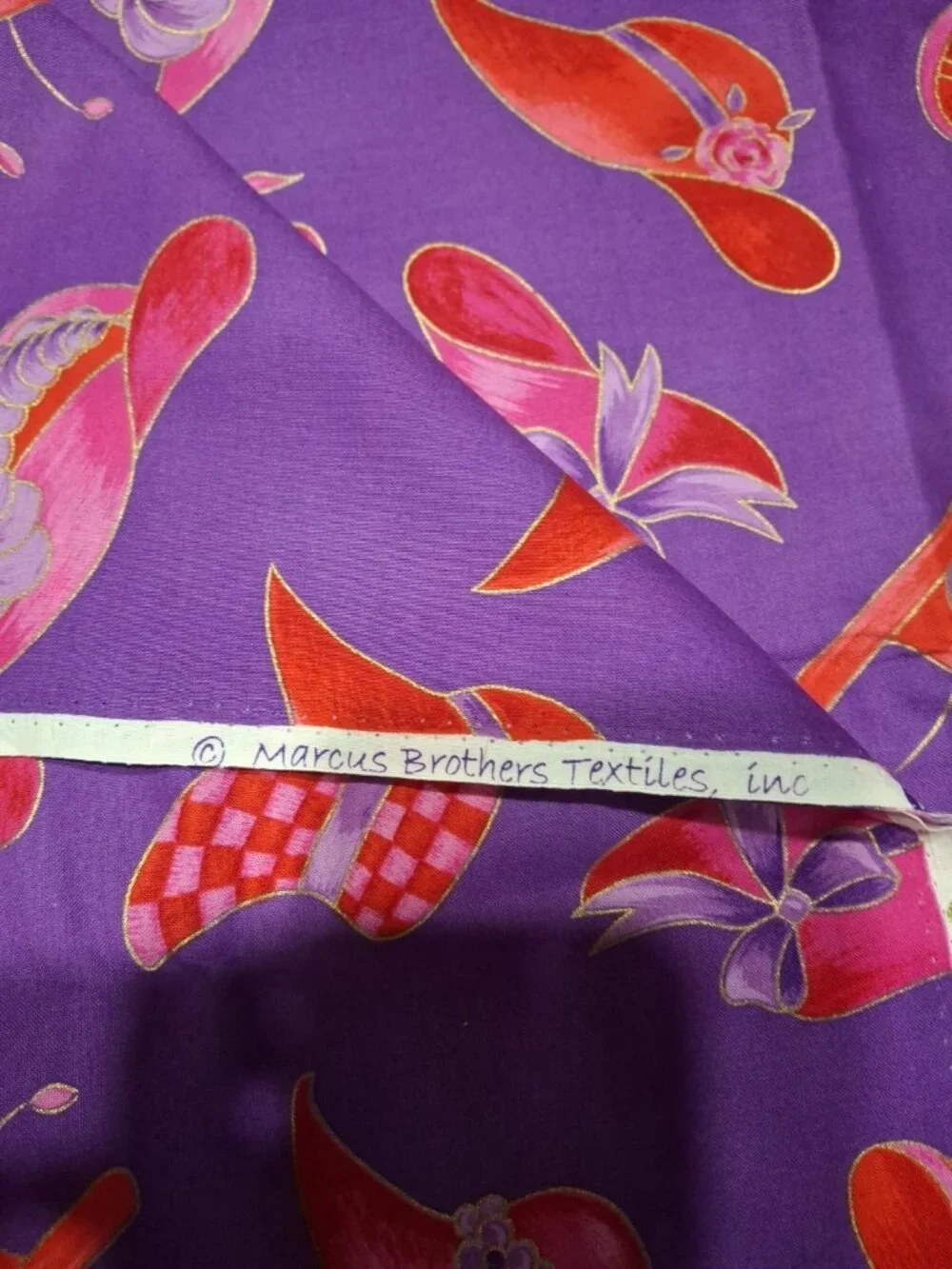 Marcus Brothers Dianna Marcum Red Hat Society Flowers Bows - Purple- 3 yard x 44